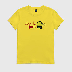 Футболка хлопковая женская Doodle Jump classic, цвет: желтый