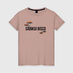 Футболка хлопковая женская Грибы Sabikui Bisco, цвет: пыльно-розовый