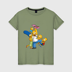 Футболка хлопковая женская Simpsons donuts, цвет: авокадо