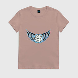 Футболка хлопковая женская Volleyball Wings, цвет: пыльно-розовый