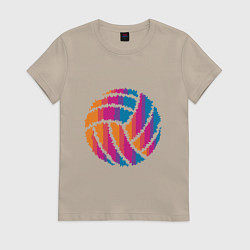 Футболка хлопковая женская Ball Volleyball, цвет: миндальный