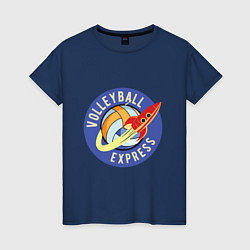 Футболка хлопковая женская Volleyball Express, цвет: тёмно-синий
