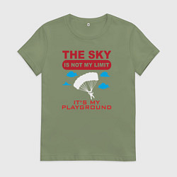 Футболка хлопковая женская Небо не мой предел, это моя игровая площадка, цвет: авокадо