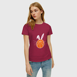 Футболка хлопковая женская Basketball Bunny, цвет: маджента — фото 2