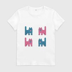 Футболка хлопковая женская Фактурные коты 4 текситльных кота, цвет: белый