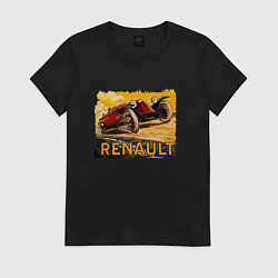 Футболка хлопковая женская Renault Racing Retro, цвет: черный