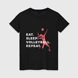 Футболка хлопковая женская Volleyball Days, цвет: черный