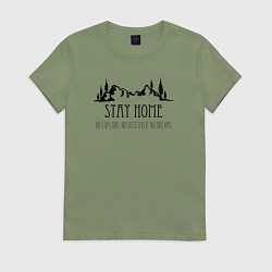 Футболка хлопковая женская Никаких тебе гор, цвет: авокадо