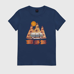 Футболка хлопковая женская Горные Походы и Пицца, цвет: тёмно-синий