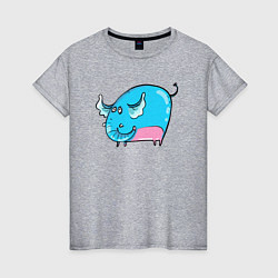 Футболка хлопковая женская Большой голубой слон, цвет: меланж