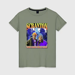 Футболка хлопковая женская Scranton electric city, цвет: авокадо