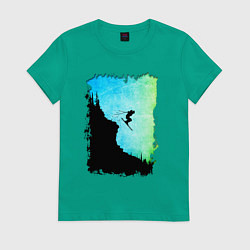 Футболка хлопковая женская Дроп, цвет: зеленый