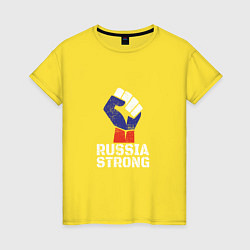 Футболка хлопковая женская Russia Strong, цвет: желтый