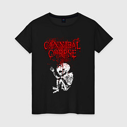 Футболка хлопковая женская Cannibal Corpse skeleton, цвет: черный