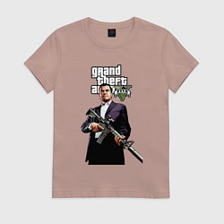 Футболка хлопковая женская GTA 5 Mafia, цвет: пыльно-розовый