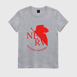 Футболка хлопковая женская Nerv в Neon Genesis Evangelion, цвет: меланж