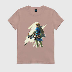 Футболка хлопковая женская Link с луком, цвет: пыльно-розовый