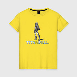 Футболка хлопковая женская TITANFALL PENCIL ART титанфолл, цвет: желтый