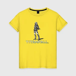 Футболка хлопковая женская TITANFALL PENCIL ART титанфолл, цвет: желтый