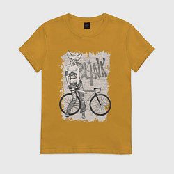 Футболка хлопковая женская Bike punk Chihuahua, цвет: горчичный