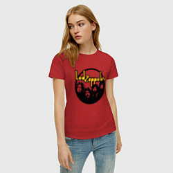 Футболка хлопковая женская Led Zeppelin Лед Зеппелин, цвет: красный — фото 2
