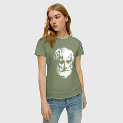 Футболка хлопковая женская Аристотель портрет, цвет: авокадо — фото 2