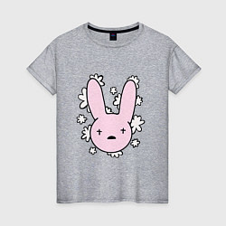 Футболка хлопковая женская Bad Bunny Floral Bunny, цвет: меланж
