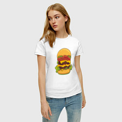 Футболка хлопковая женская Самый вкусный гамбургер, цвет: белый — фото 2