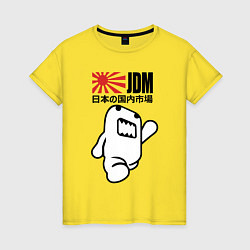 Футболка хлопковая женская JDM Japan, цвет: желтый