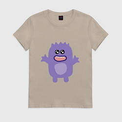Футболка хлопковая женская Purple monster, цвет: миндальный