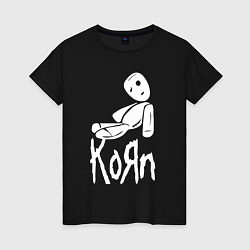 Футболка хлопковая женская Korn КоРн, цвет: черный