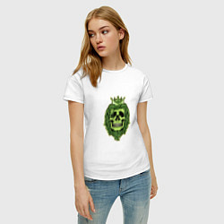 Футболка хлопковая женская Green Skull, цвет: белый — фото 2