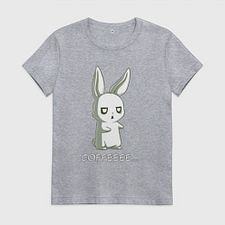 Футболка хлопковая женская Заяц хочет кофе, цвет: меланж