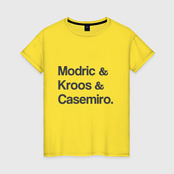 Футболка хлопковая женская Modric, Kroos, Casemiro, цвет: желтый