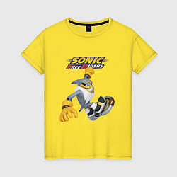 Футболка хлопковая женская Albatross Sonic Free Riders Video game, цвет: желтый