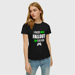 Футболка хлопковая женская Fallout I Paused, цвет: черный — фото 2