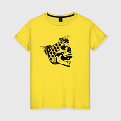 Футболка хлопковая женская Череп - это соты пчёлы Skull & Bees Cell, цвет: желтый
