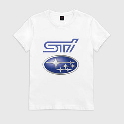 Футболка хлопковая женская SUBARU STI FS, цвет: белый