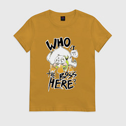 Футболка хлопковая женская Утка босс, цвет: горчичный