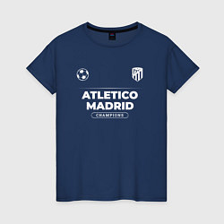 Футболка хлопковая женская Atletico Madrid Форма Чемпионов, цвет: тёмно-синий