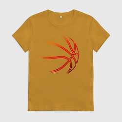Футболка хлопковая женская Баскетбольный мяч оранж, цвет: горчичный