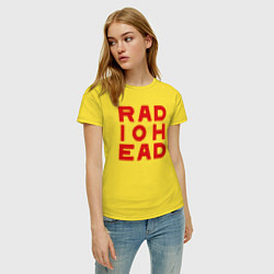Футболка хлопковая женская Radiohead большое красное лого, цвет: желтый — фото 2