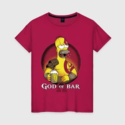 Футболка хлопковая женская Homer god of bar, цвет: маджента