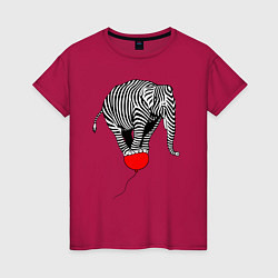 Женская футболка Слон зебра на воздушном шаре