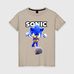 Футболка хлопковая женская Sonic the Hedgehog 2, цвет: миндальный