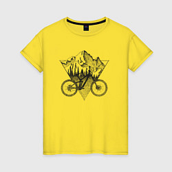 Футболка хлопковая женская Downhill ride bike, цвет: желтый