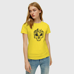 Футболка хлопковая женская Enduro downhill skull, цвет: желтый — фото 2