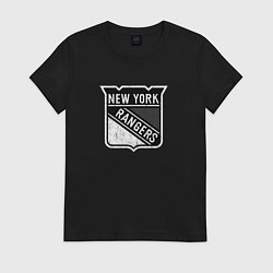 Футболка хлопковая женская New York Rangers Серый, цвет: черный