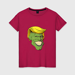 Футболка хлопковая женская Трамп - Маска, цвет: маджента