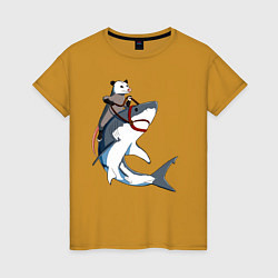 Женская футболка Опоссум верхом на акуле